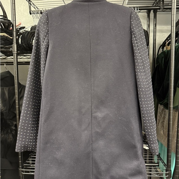 Zara navy coat with studded sleeves seen on gossip girl - Picture 11 of 15